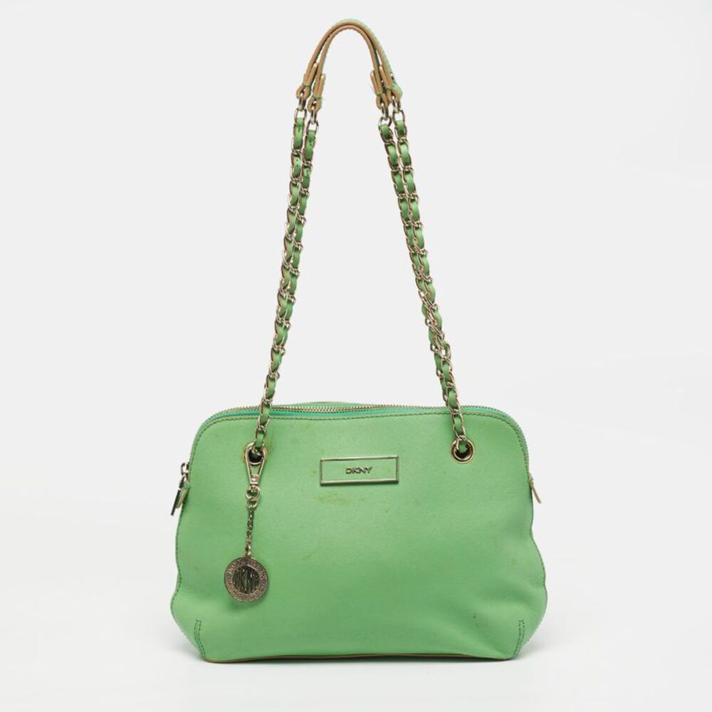 Dkny Dome Chain Light Green Leather Shoulder Bag